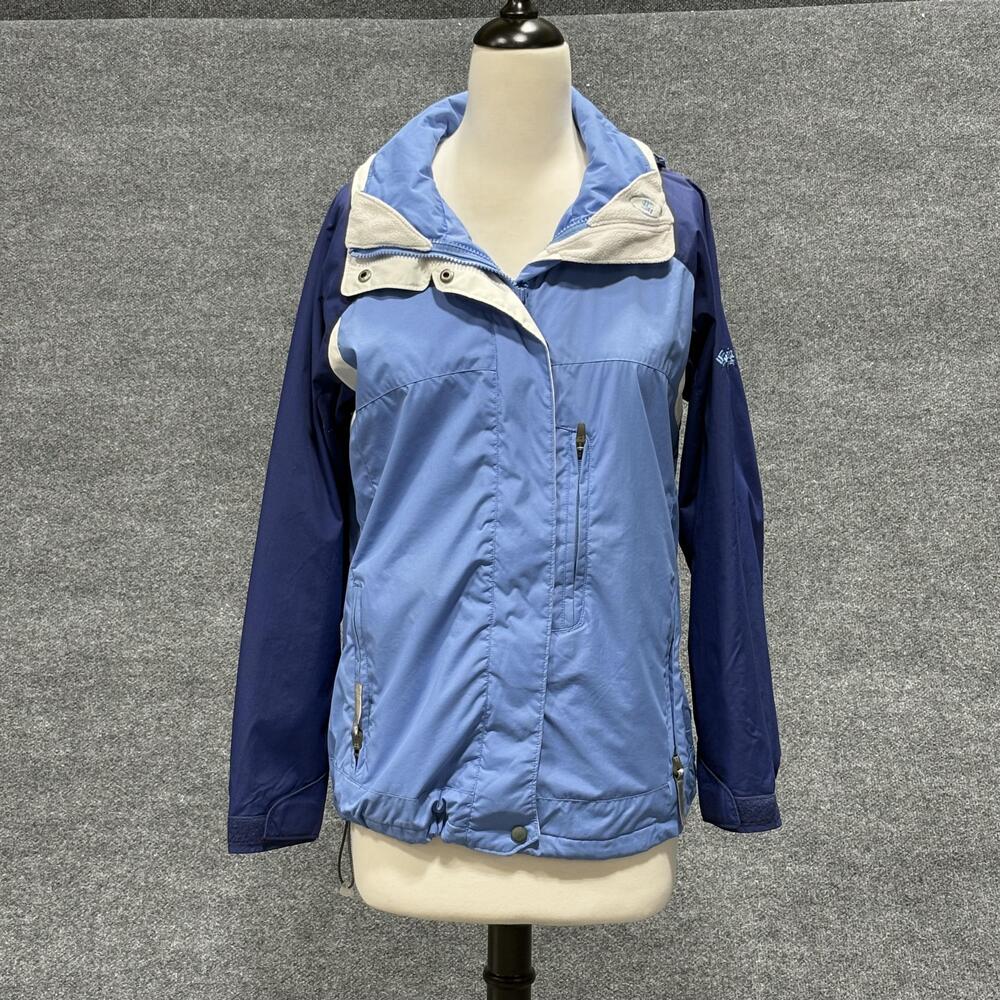 Columbia Jacket Womens Small Blue Core Interchange Hooded Full Zip Windbreaker